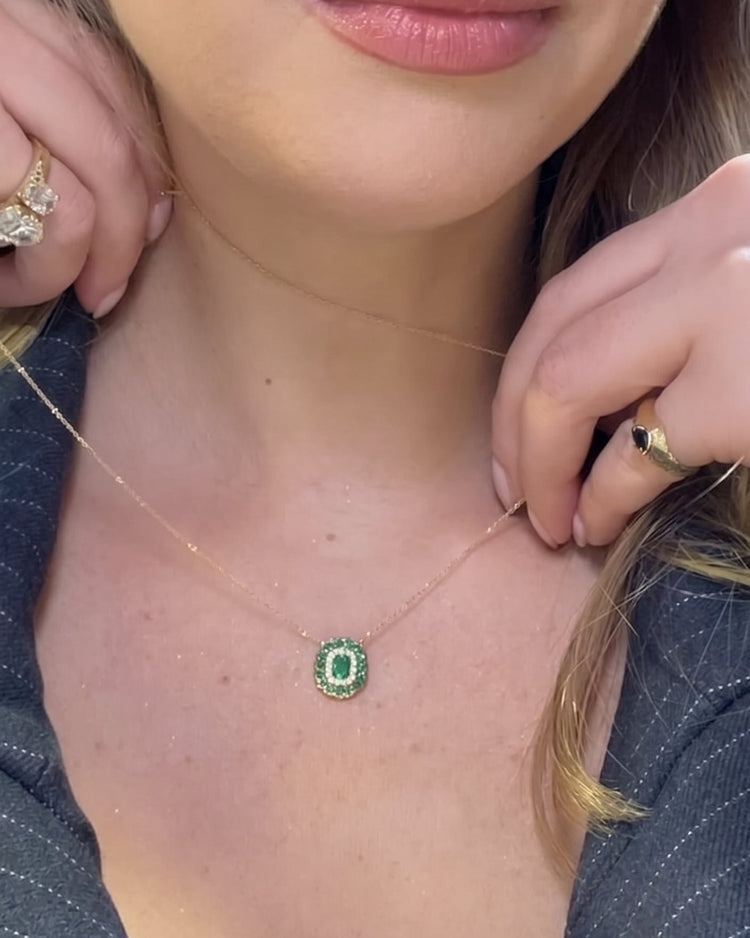 Collar Doble Halo Esmeralda