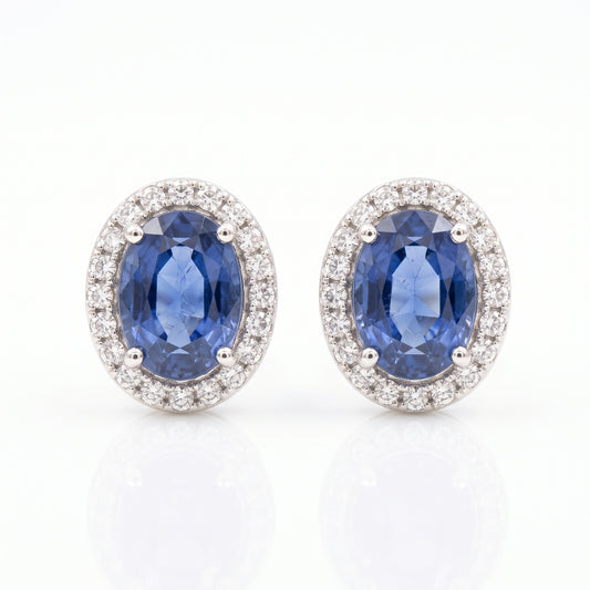 Aretes Zafiro y diamantes