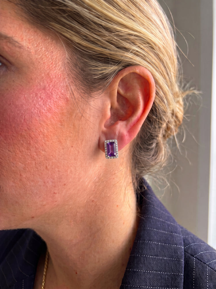 Aretes Amatista Baguette