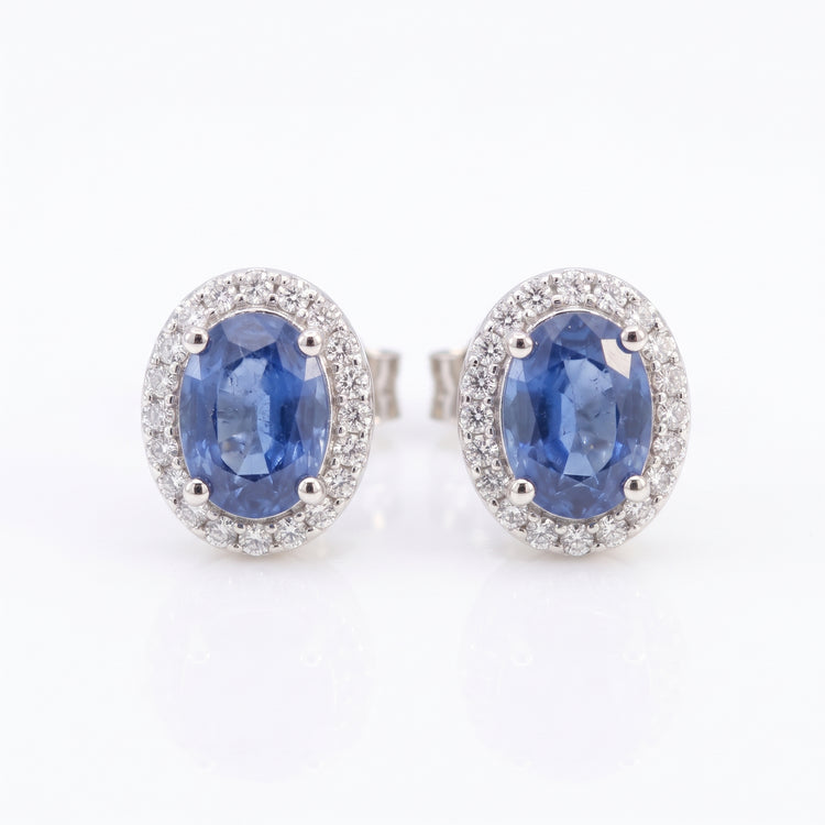 Aretes diamantes y zafiros
