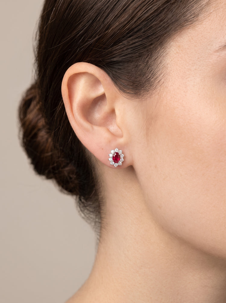 Aretes Rubí y diamantes