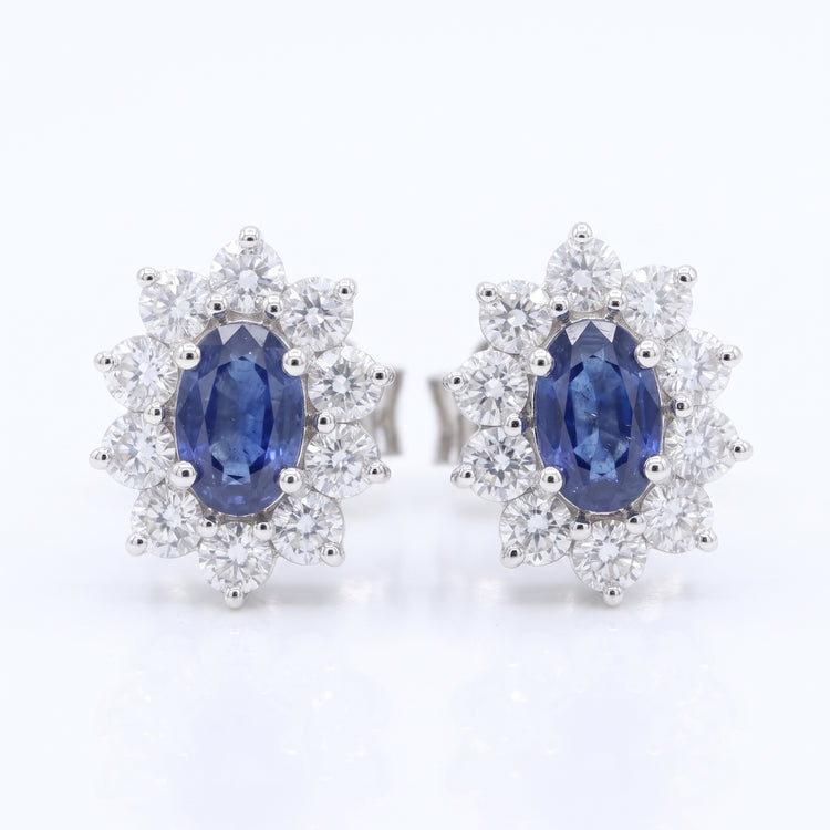 Aretes zafiro y diamantes