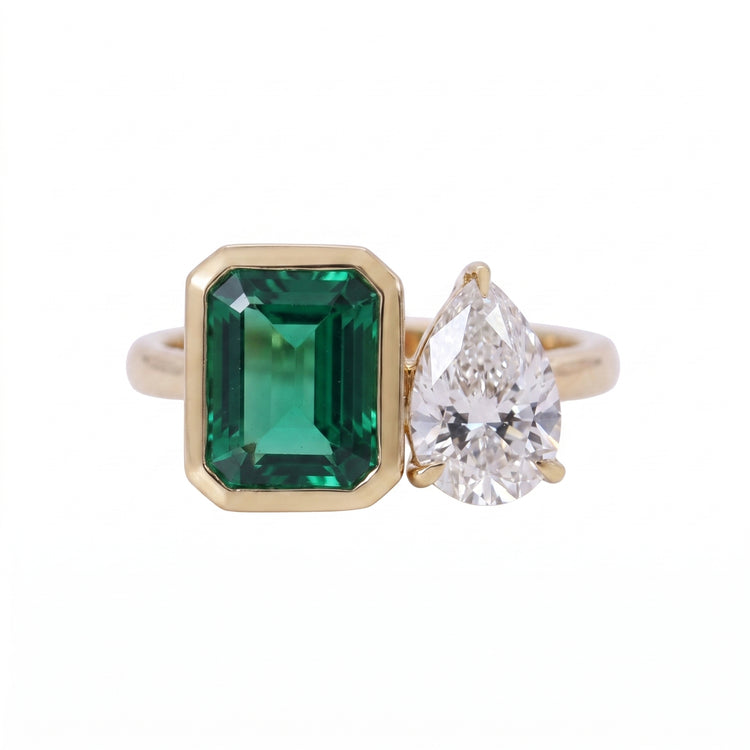 Anillo Toi et Moi Esmeralda y diamante