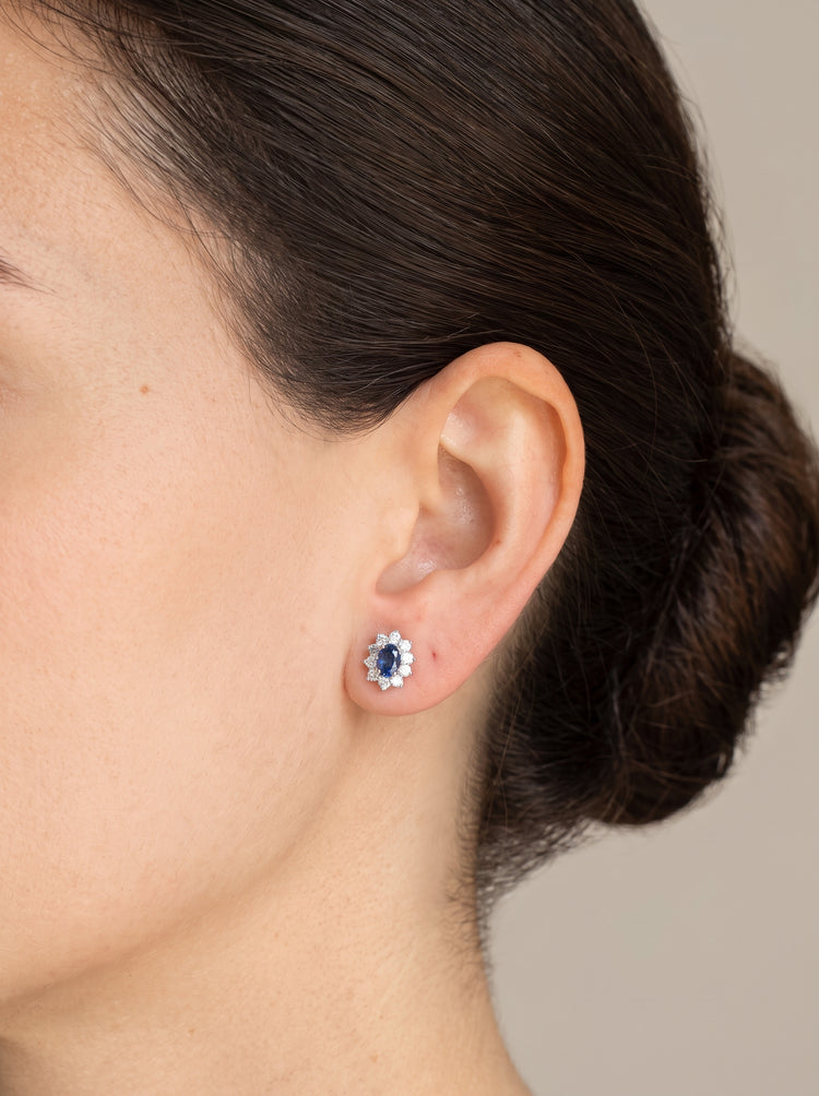 ARETES ZAFIRO Y DIAMANTES