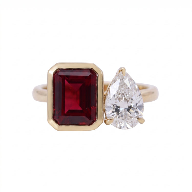 Anillo Toi et moi rubi y diamante