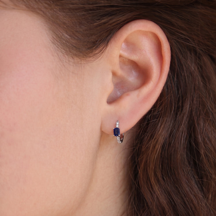 HOOPS DE ZAFIRO Y DIAMANTES