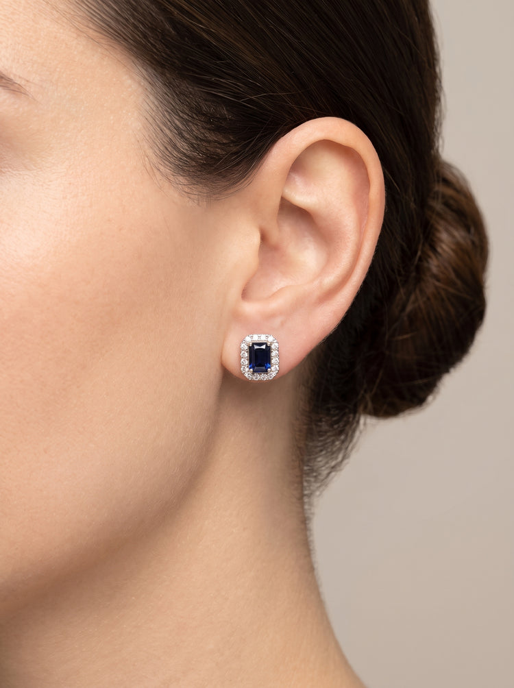 Aretes Zafiro y Diamantes