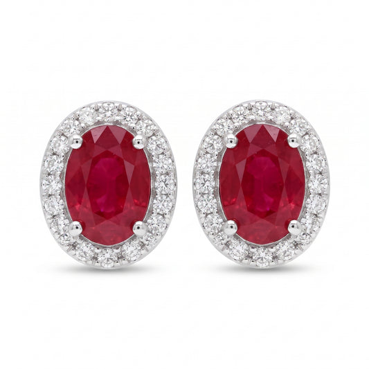 Aretes rubí y diamantes