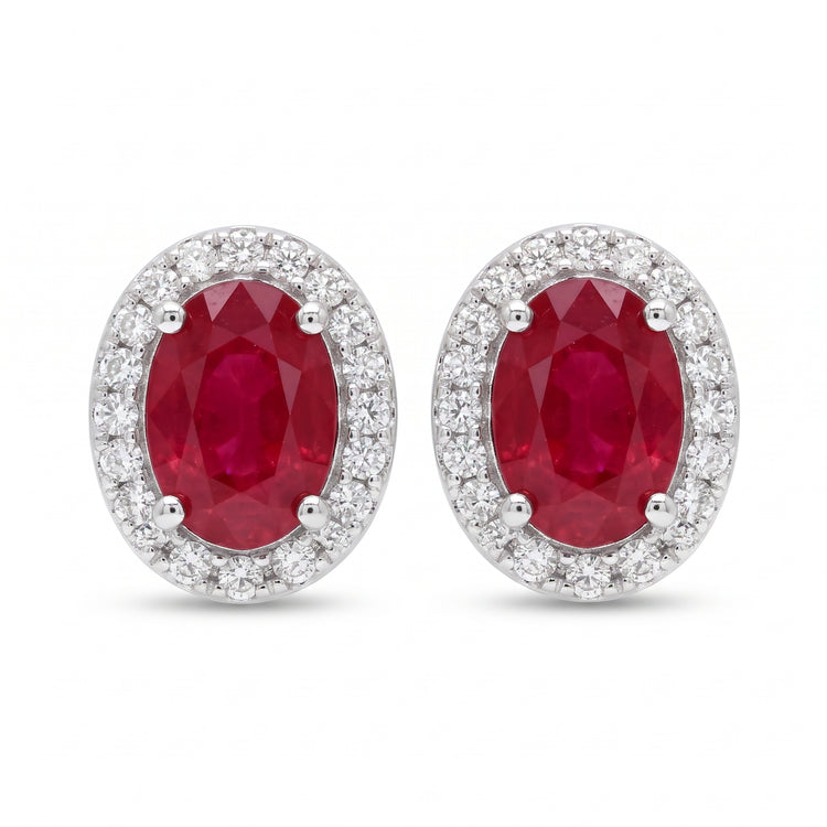Aretes rubí y diamantes