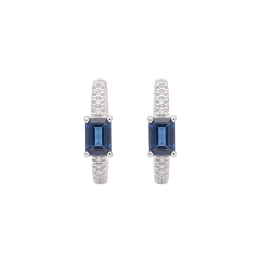 HOOPS DE ZAFIRO Y DIAMANTES