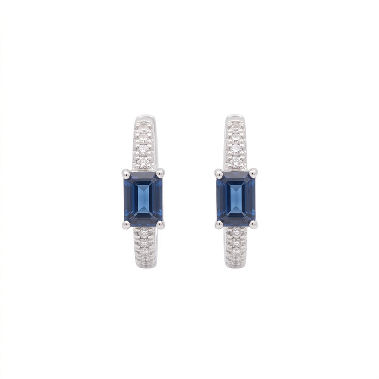 HOOPS DE ZAFIRO Y DIAMANTES