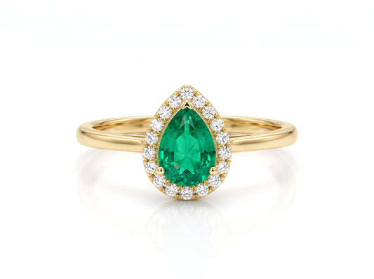 Anillo Esmeralda Pear Halo