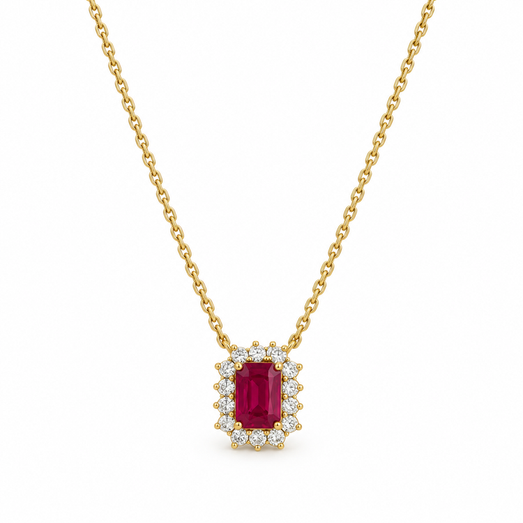 Collar diamante con rubí
