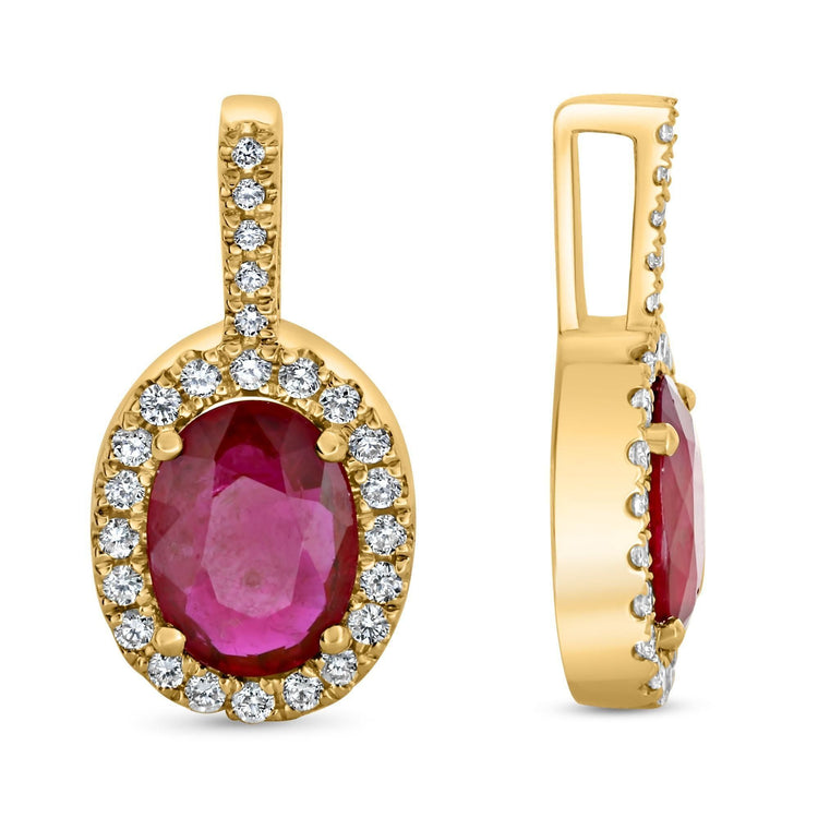 Oval Ruby and Diamond Pendant