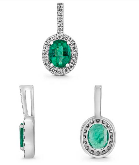Oval Emerald and Diamond Pendant
