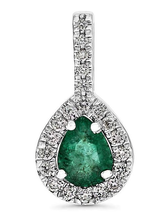 Emerald and Diamond Pendant in White Gold
