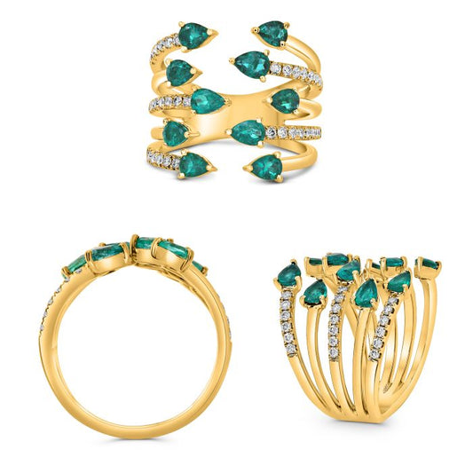 Yellow Gold Emerald & Diamond Ring