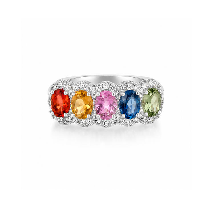 Anillo Zafiros Diamantes