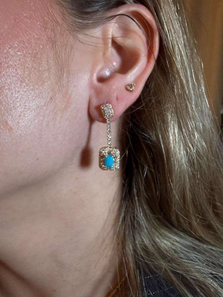 Aretes de turquesa con diamantes