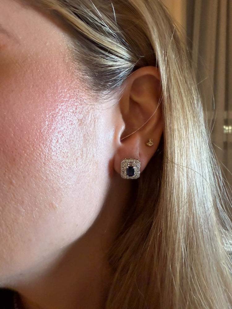 Aretes de zafiros con diamantes