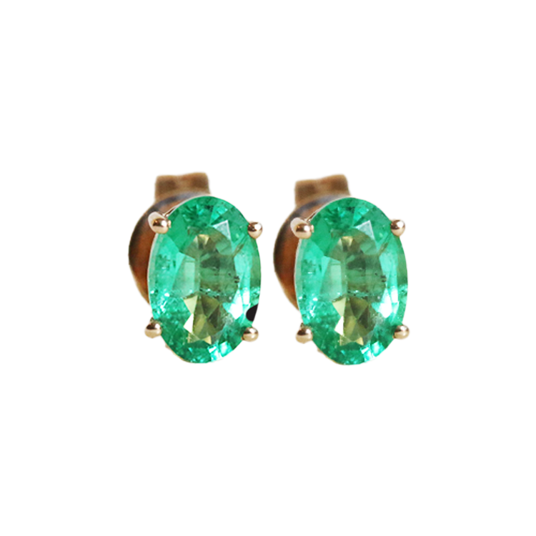 Studs de Esmeralda en Oro Blanco o Amarillo 14k