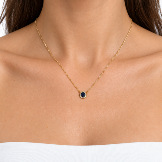 Collar diamantes y zafiro