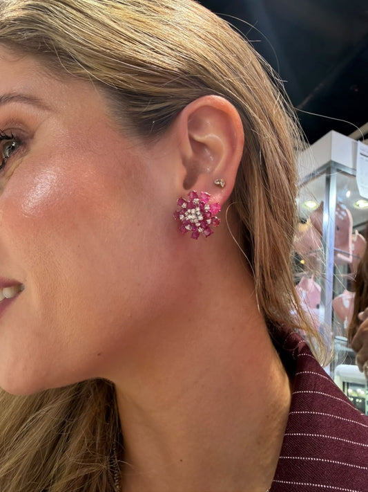 Aretes Rubí Diamantes