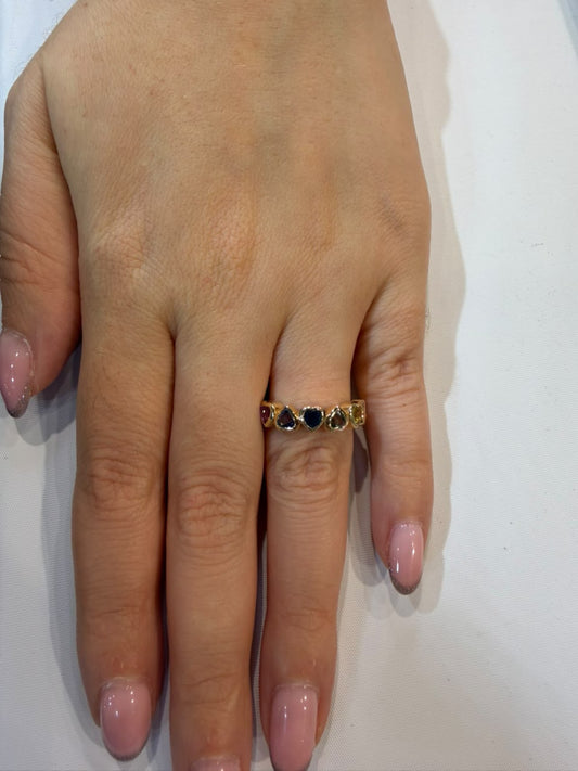 Anillo Zafiros Rainbow Corazón