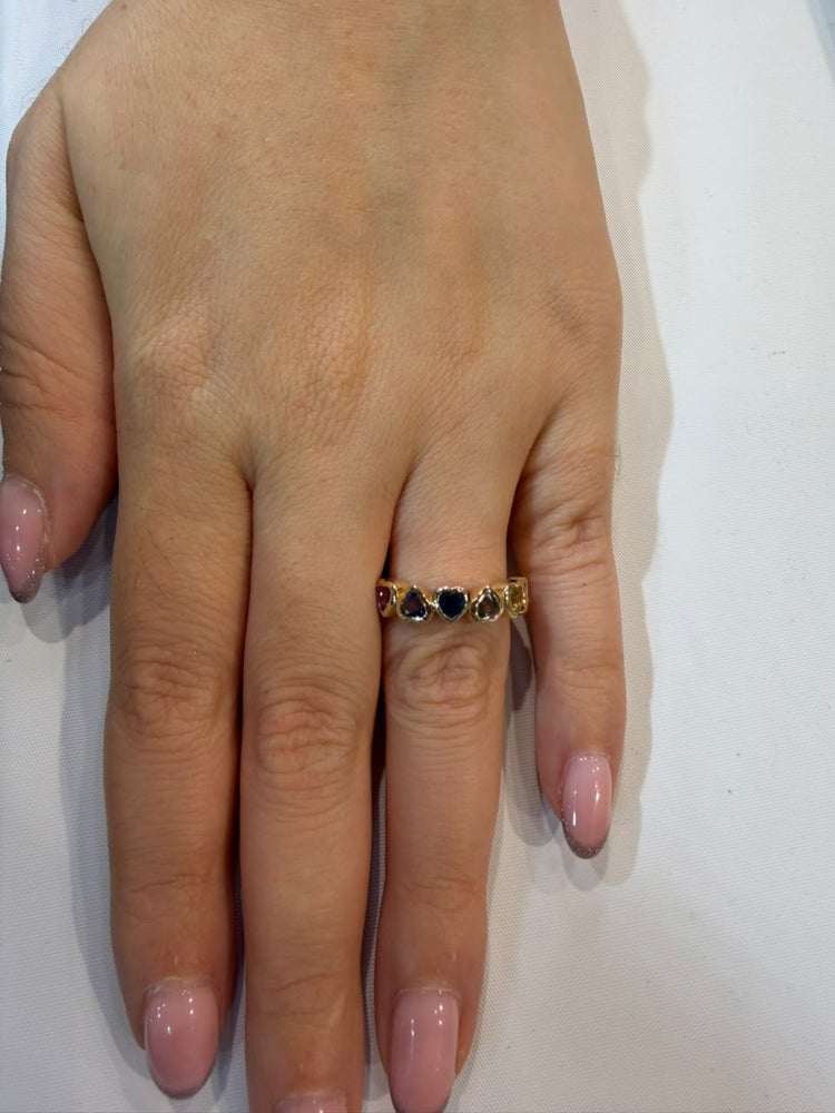 Anillo Zafiros Rainbow Corazón