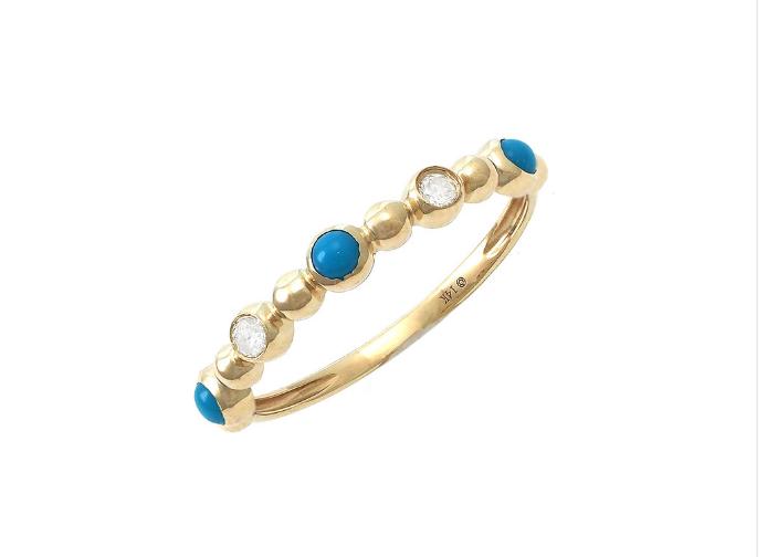 Anillo Turquesas y Diamantes