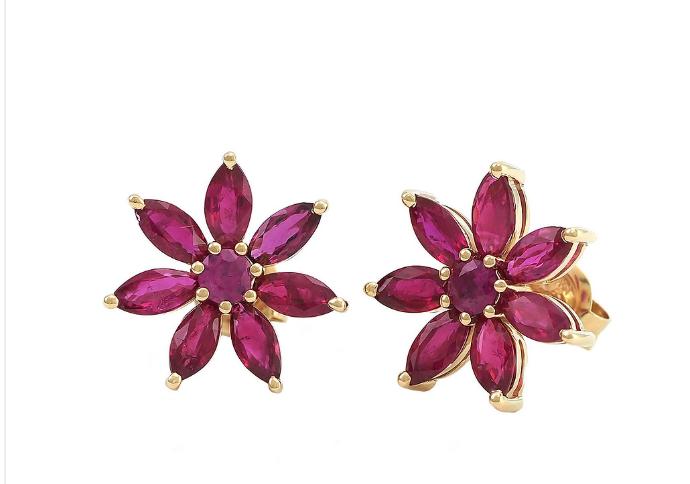 Aretes Flor Rubí