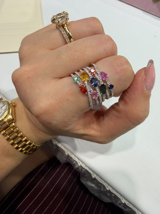 Anillo Multigemas Diamantes