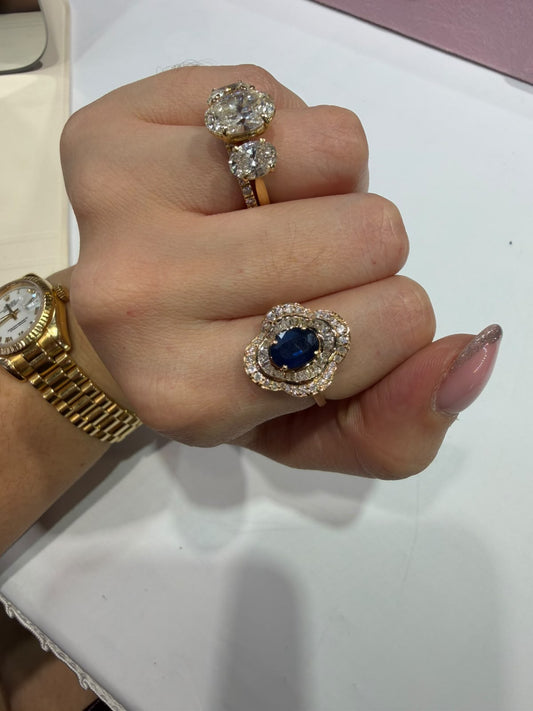 Anillo Zafiro Diamantes