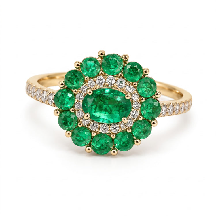 Anillo Esmeralda con diamantes