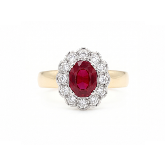 Anillo Rubí Diamantes