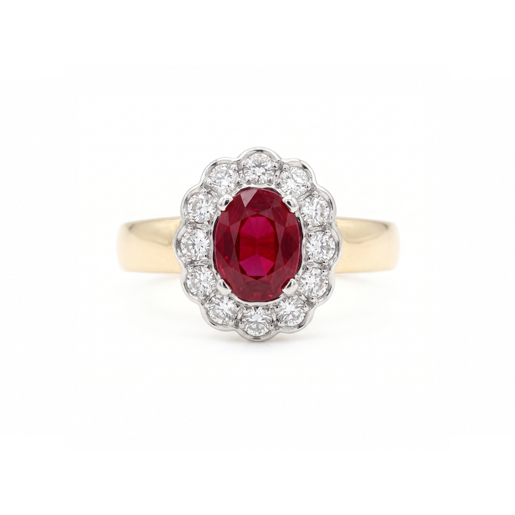 Anillo Rubí Diamantes
