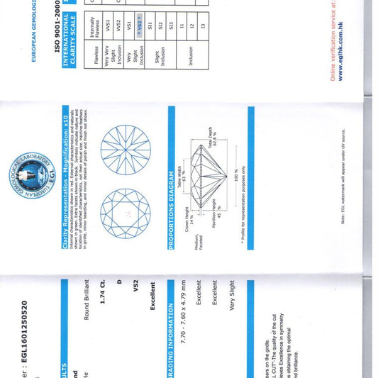 1.74 Carat Round Diamond