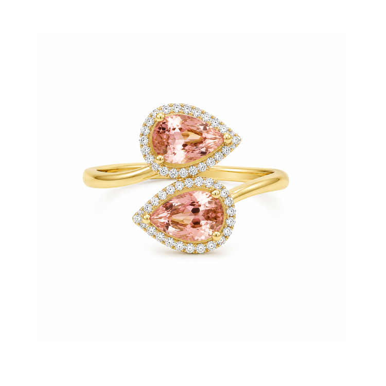 Anillo Toi et Moi Turmalina Diamantes