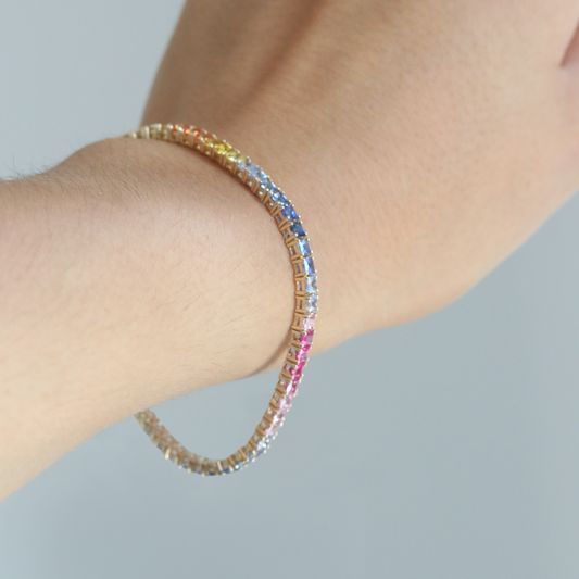 Tennis Bracelet Rainbow en Oro Amarillo 14k