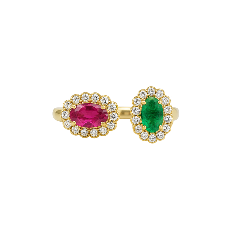 Anillo Esmeralda Rubí Diamantes