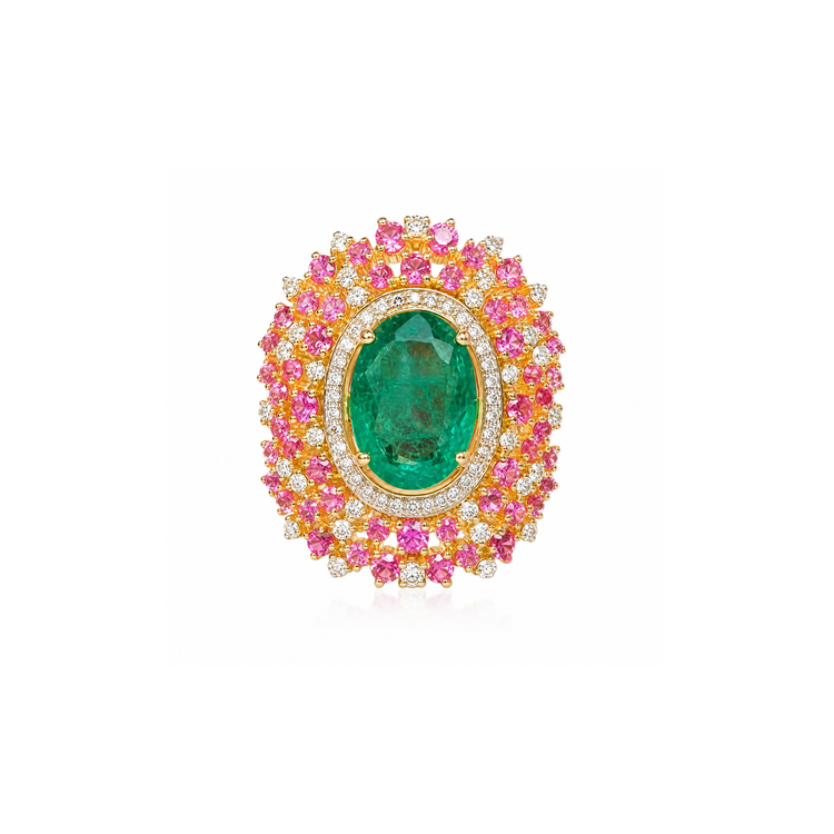 Anillo Esmeralda Zafiros Diamantes