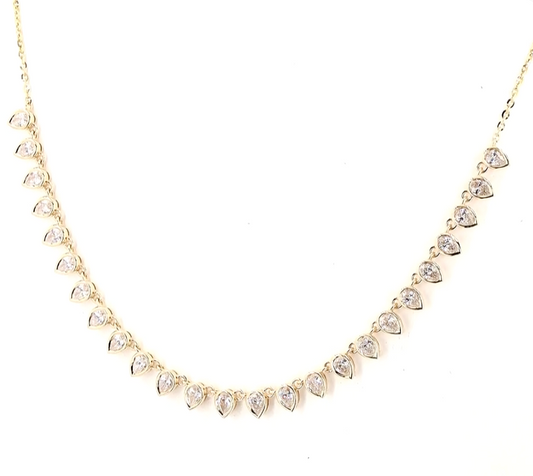 Pear Bezel Petal Necklace