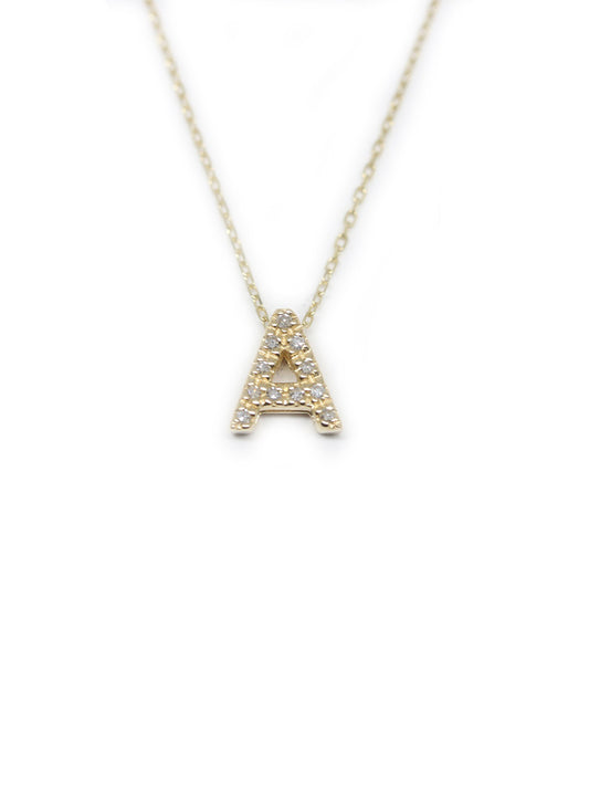 14k gold letter charm with diamonds