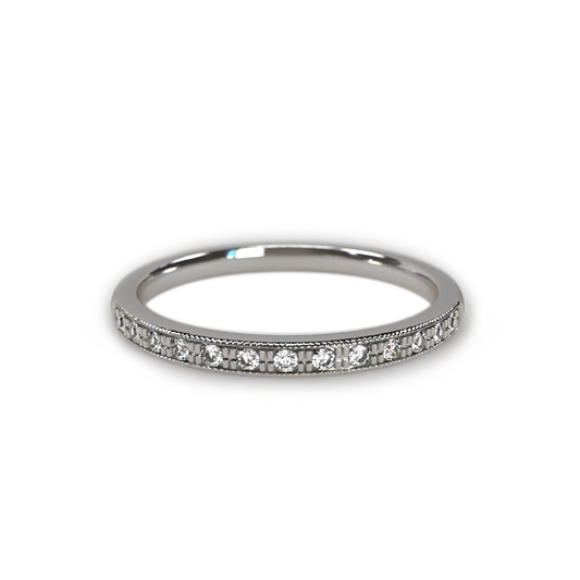 Diamond wedding band with diamonds of .02 each superior over 1.8mm detail design
